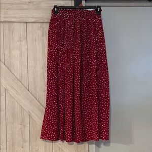 Elastic waist pleated Red Polka Dot Skirt